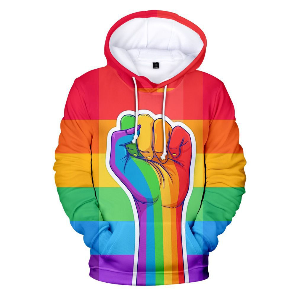 Colorful Rainbow LGBT Hoodies Pride LGBT Hoodie Fashion Casual Pullover Hooded