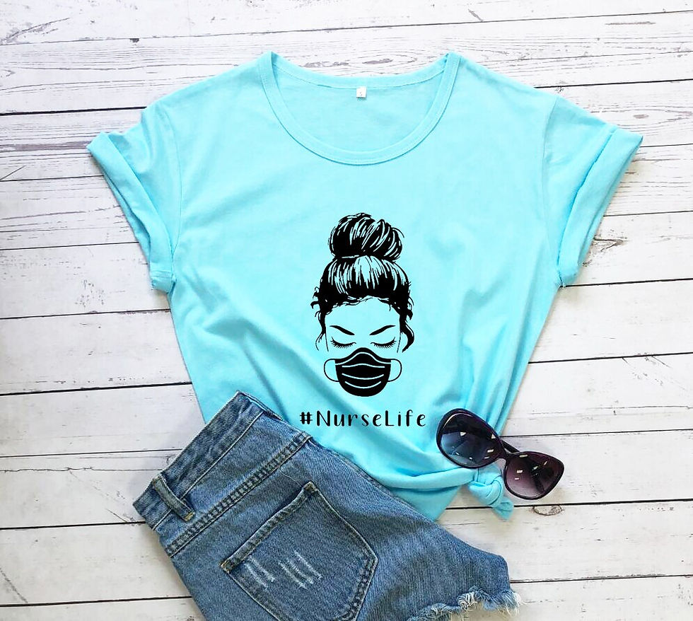 Thumbnail: Nurse Life T-Shirt Nurse Gift Shirts Social Distance  100%cotton Casual