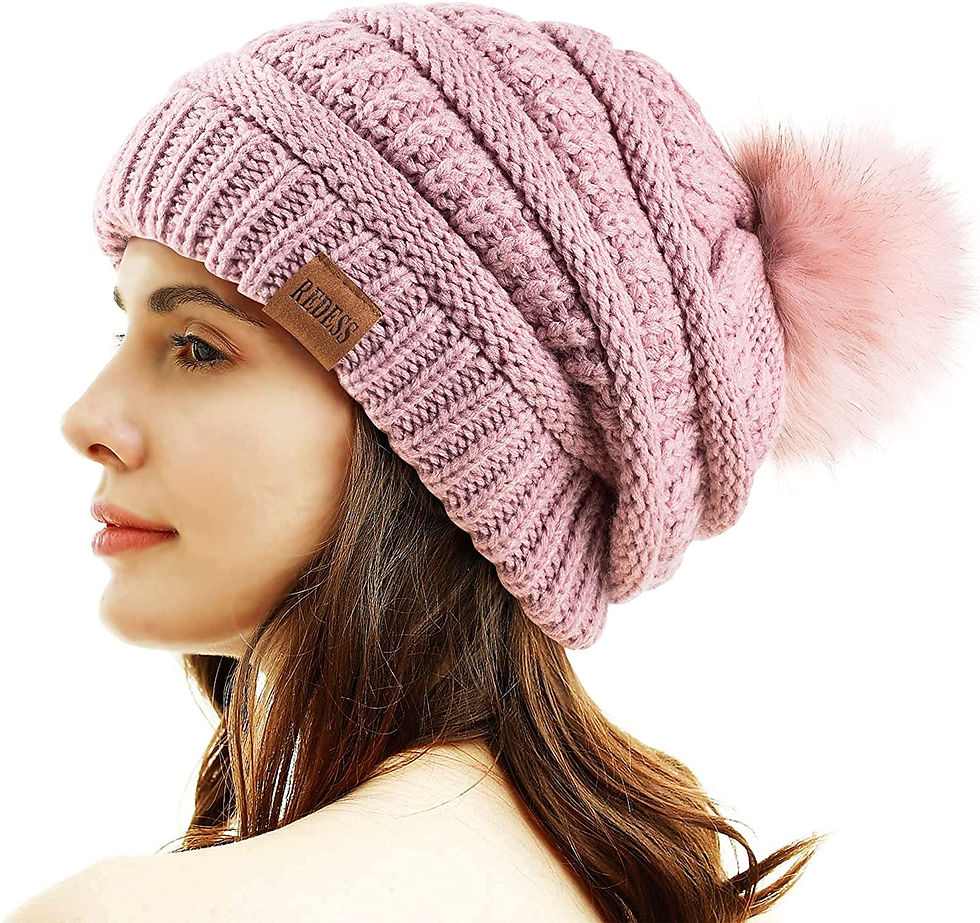 Thumbnail: REDESS Women Winter Pom Pom Beanie Hat with Warm Fleece Lined