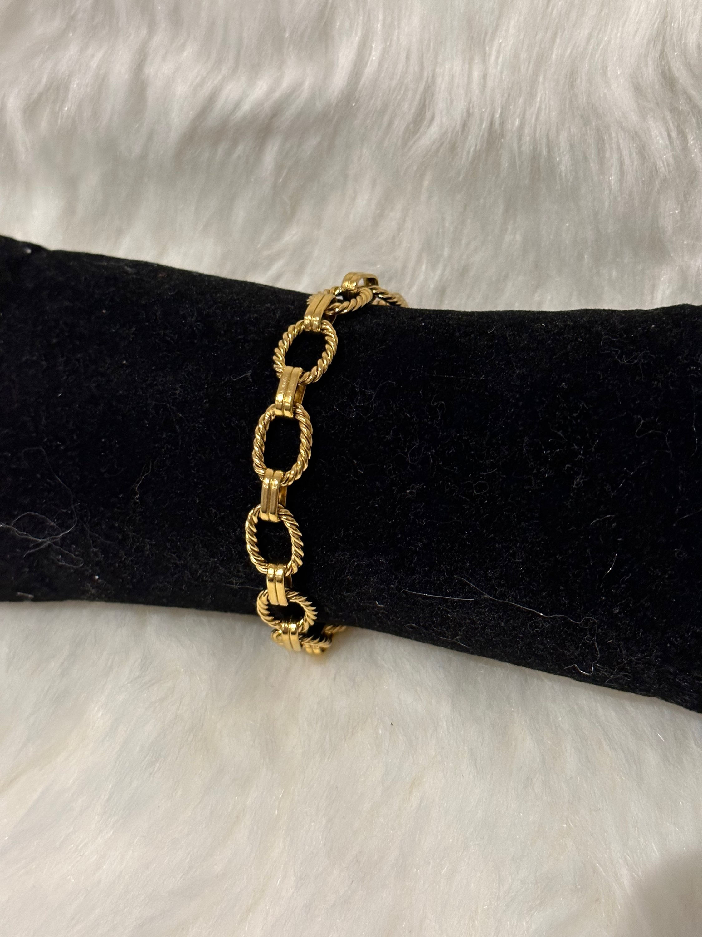 Bracelet grosse maille couleur or acier inoxydable 