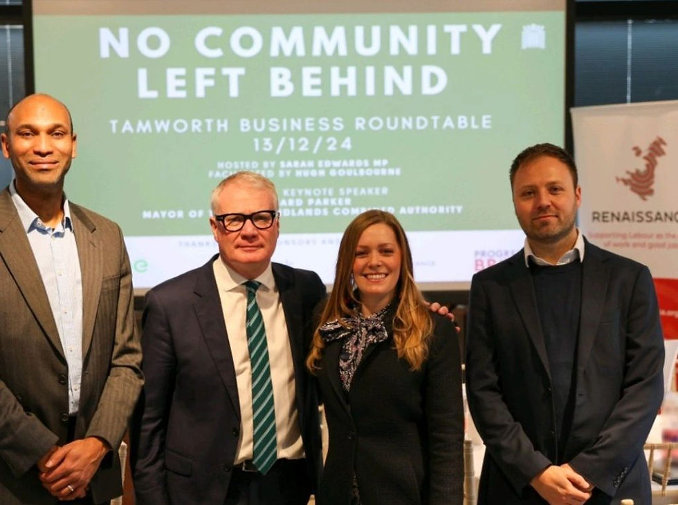 Hugh, Joe, and I hosting the Tamworth Business Roundtable alongside West Midlands Mayor Richard Parker