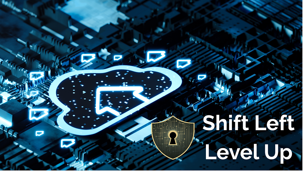Abstract graphic of a cloud-shaped circuit board with an upward and left-pointing arrow, symbolizing secure-by-design engineering and the shift from compliance gating to proactive security architecture.