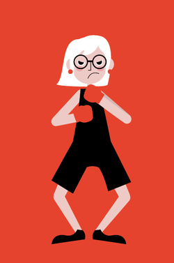 Mamie fait de la boxe