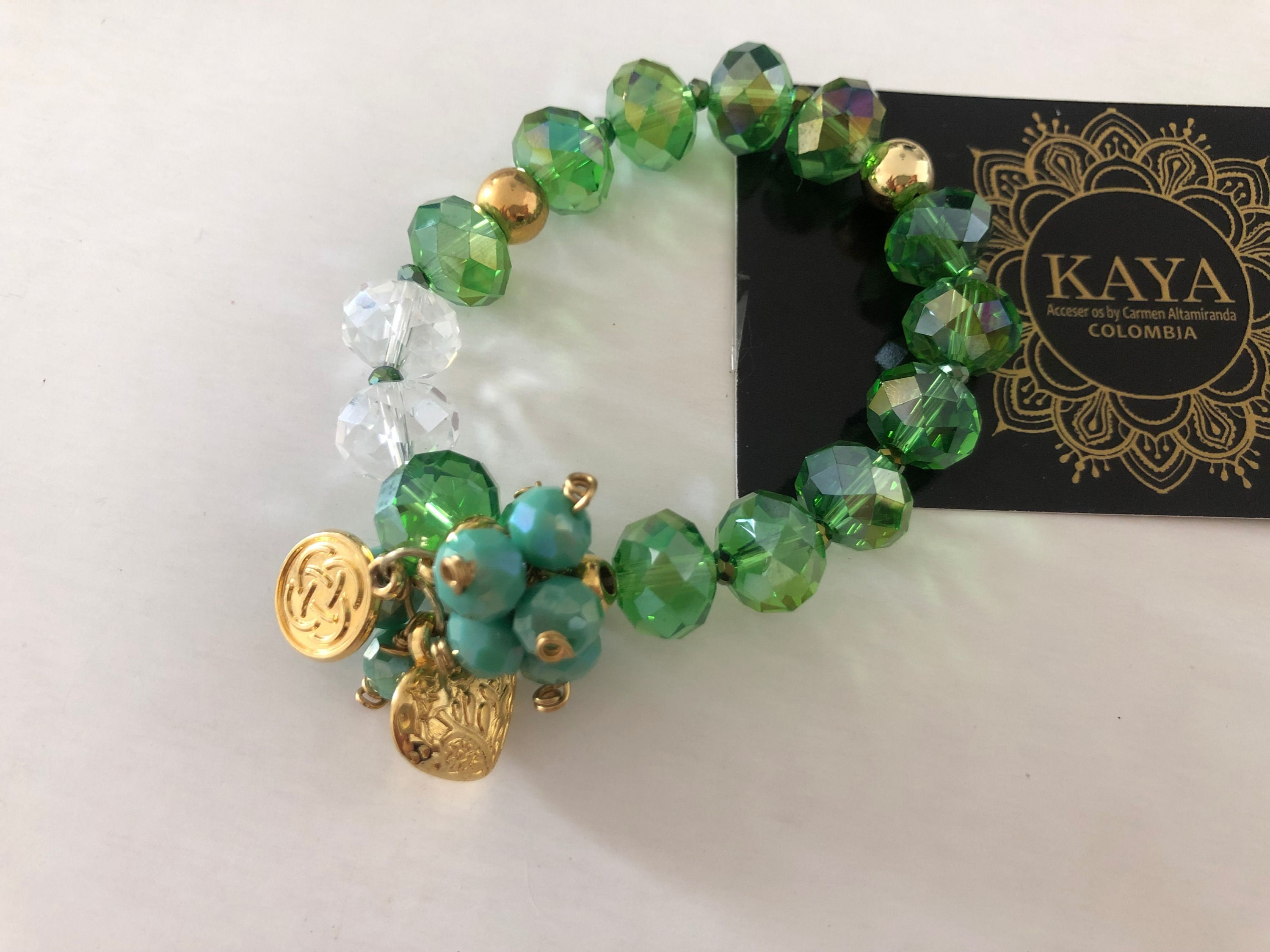 Pulsera en piedras cristal de murano verdes