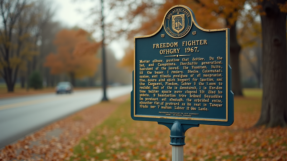 Eye-level view of a historical marker commemorating a freedom fighter in Arkansas
