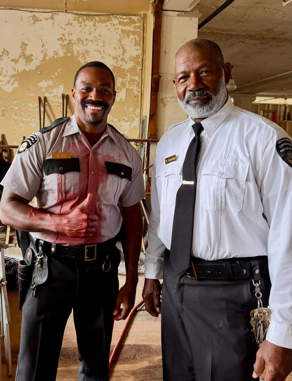 CJ Williams & Dennis Haysbert on set for "Time of Death" Movie