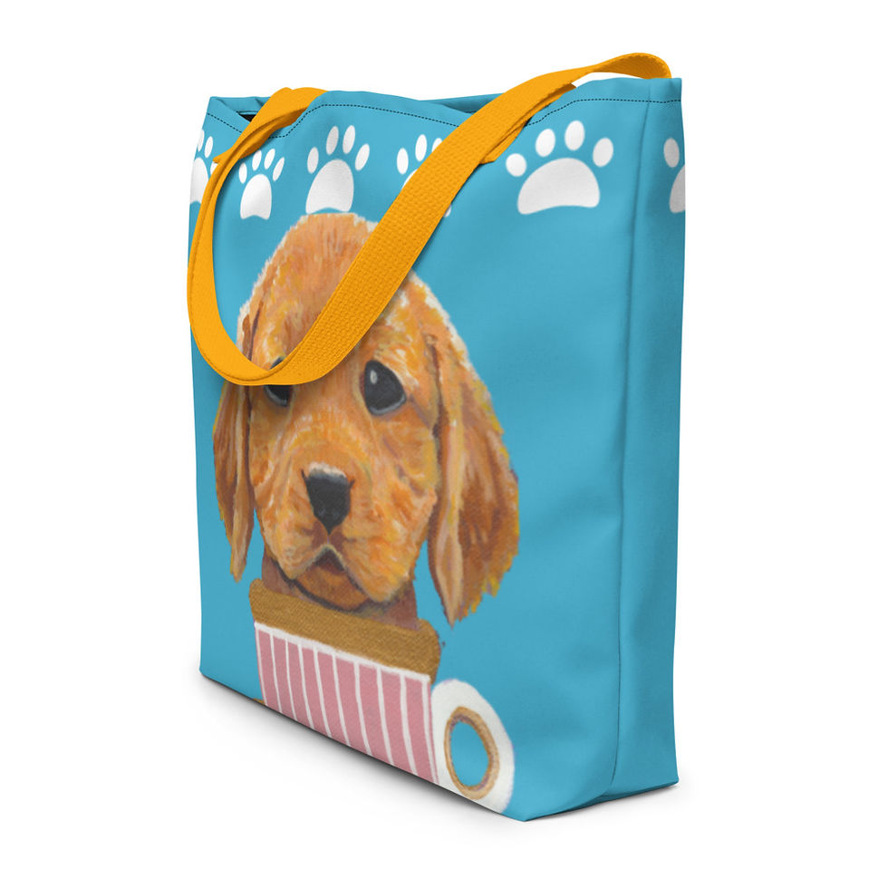 Miniatura: "Golden Retriever" Large Tote with Pocket