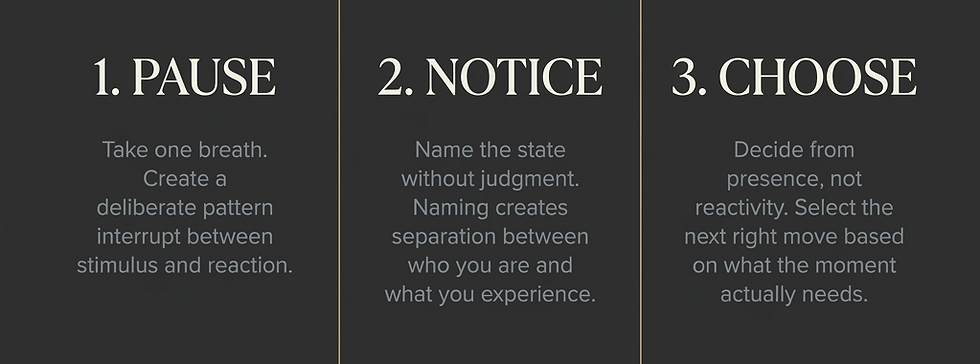 The Micro-Practice: Pause. Notice. Choose.