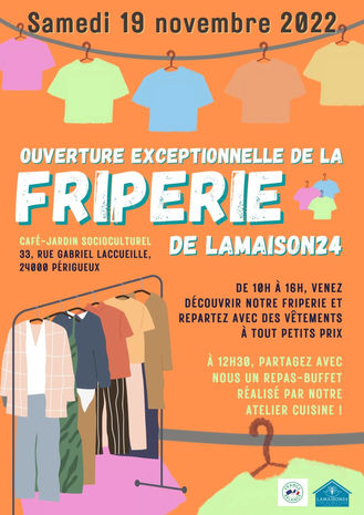Samedi 19 novembre : ouverture exceptionnelle de notre friperie