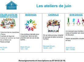 Programme des ateliers en juin