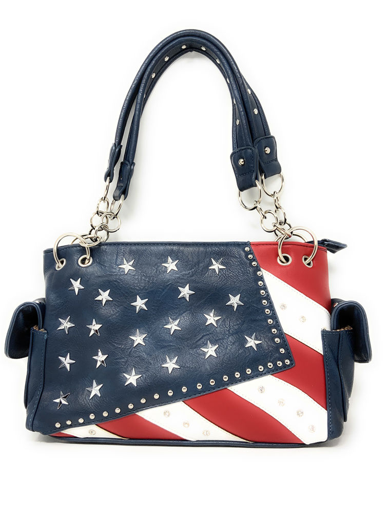 Thumbnail: Texas West American Flag Rhinestone Women's Concealed Handbags Purse