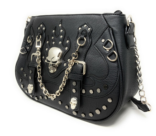 Texas West Women's Rhinestone Metal Skull Purse & Wallet Set – 7 Colors, Handbag 13x8x5", Wallet 7.5x4.5x1"