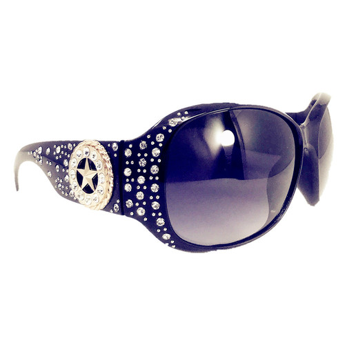 Star Round Concho Rhinestone Western Bling Sunglasses UV 400 Lens