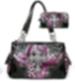 Thumbnail: Western Cross Leopard Handbag Rhinestone Pocket Purse With Matching Wallet
