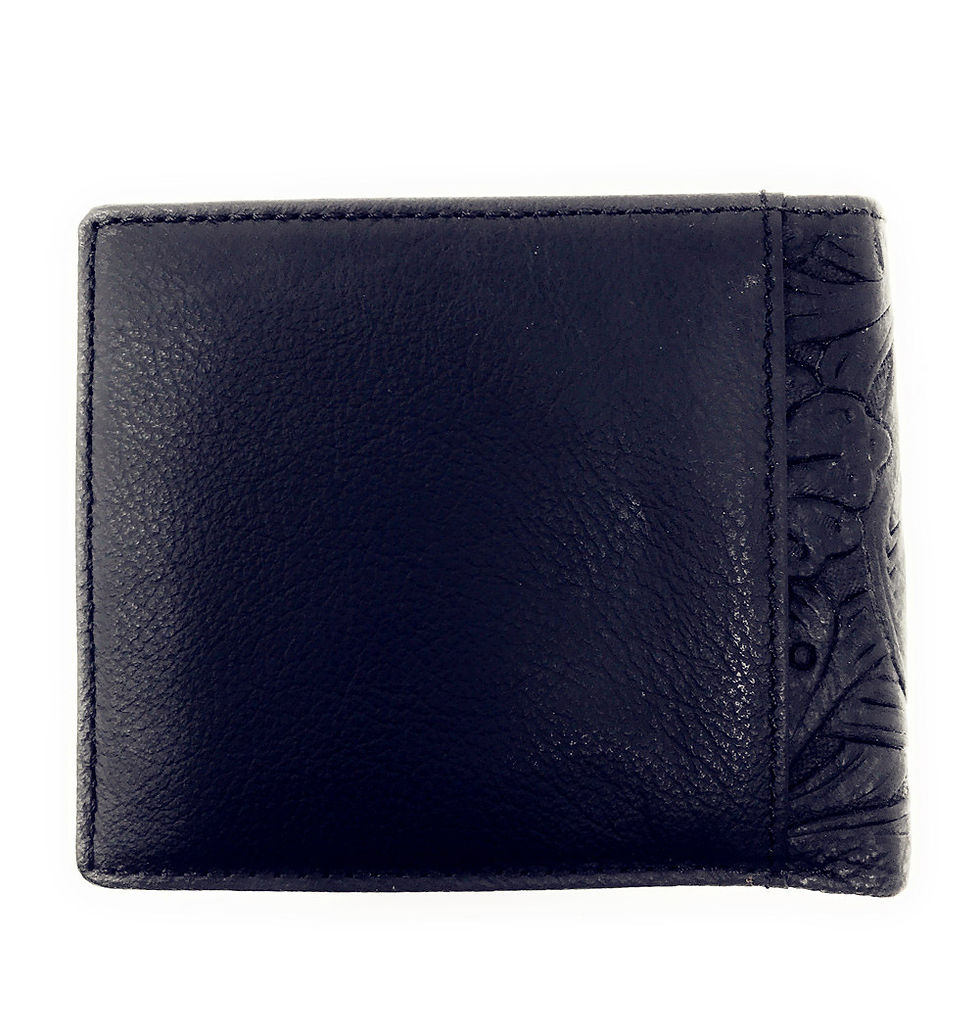 Thumbnail: Black Premium Cow Fur Genuine Leather Men's Short Bifold Wallets in Multi Emblem