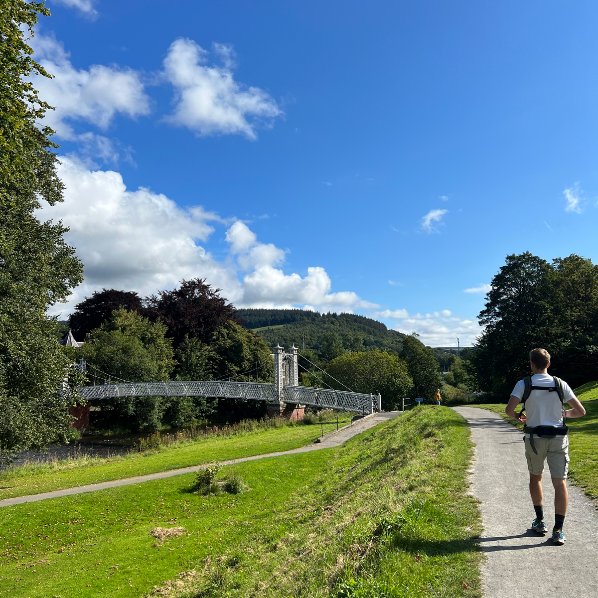 A WEEKEND IN THE SCOTTISH BORDERS Man walking in Peebles
