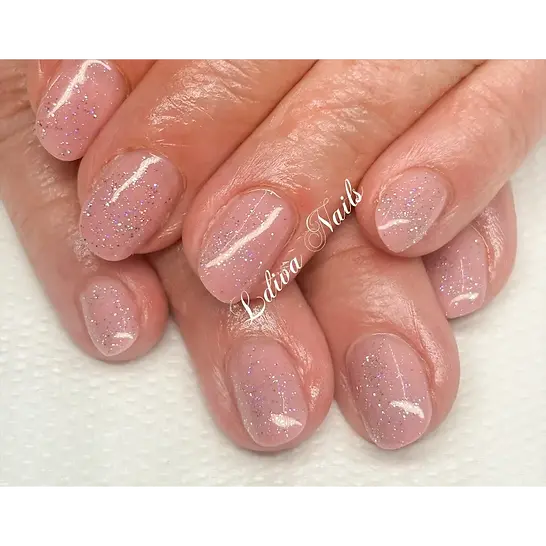 Pink glitter gel nails