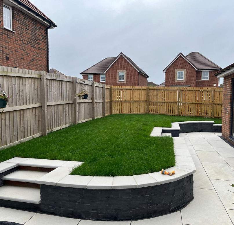 white paved patio
