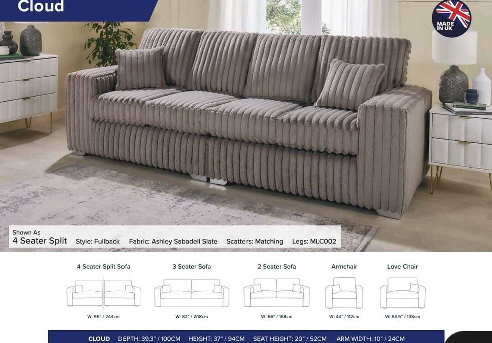 Cloud 4 seater split sofa