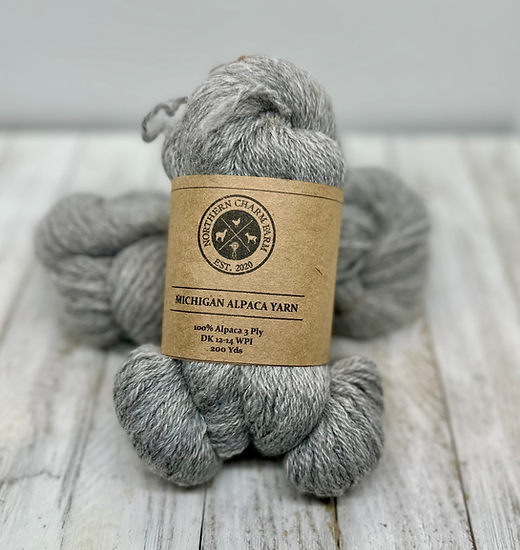 Light Silver Grey Alpaca Yarn - Chocolate Chip | Northern Charm Farm