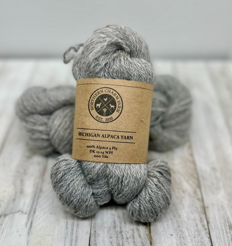 Light Silver Grey Alpaca Yarn - Chocolate Chip | Northern Charm Farm