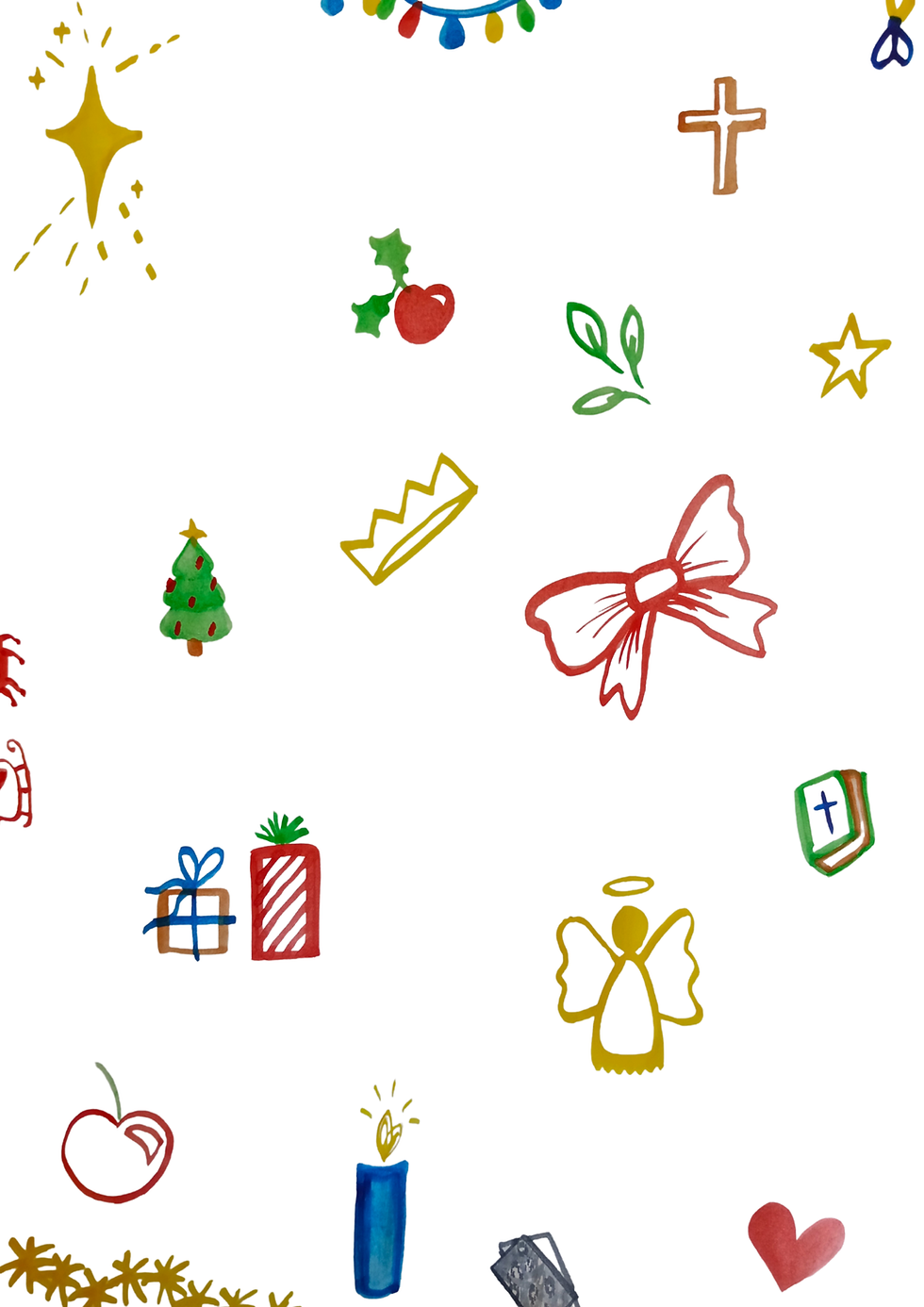 Thumbnail: Watercolor images doodle page for Christmas Curriculum