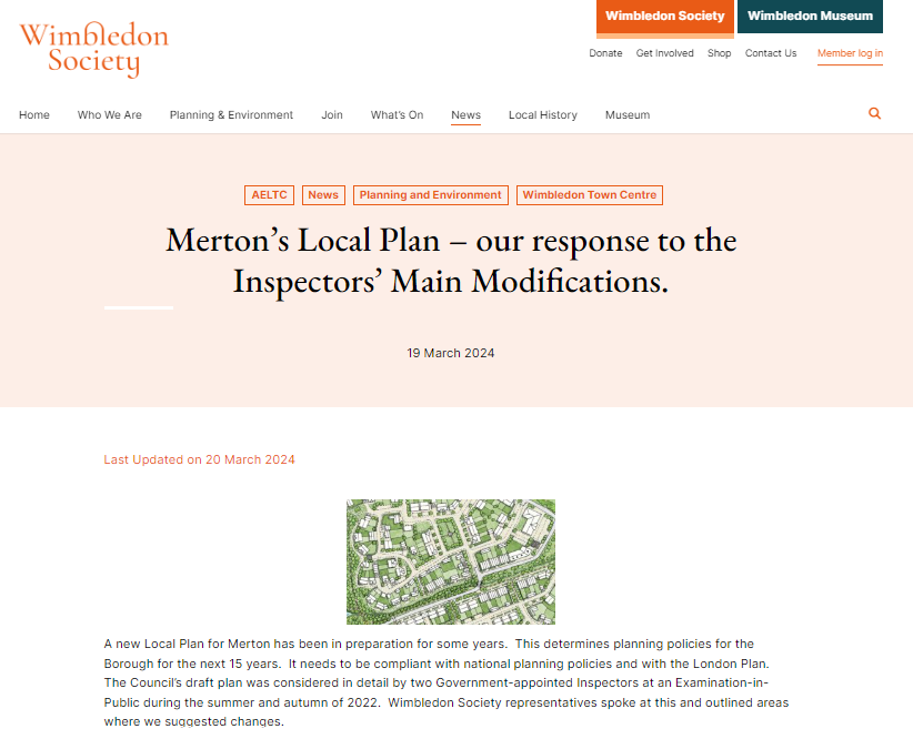 The Wimbledon Society: Merton’s Local Plan – our response to the Inspectors’ Main Modifications