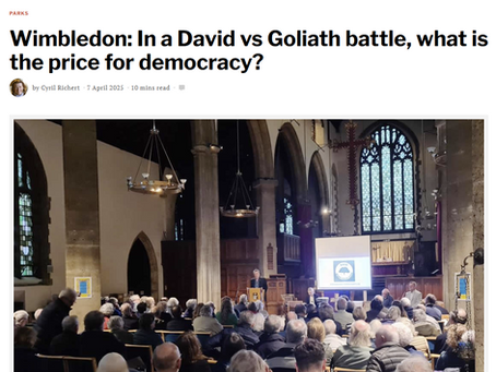 Clapham Junction Insider: "Wimbledon: In a David vs Goliath battle, what is the price for democracy?"