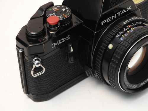 Black Pentax MX S.L.R 35mm film camera + 50mm f 2.0 lens+ New