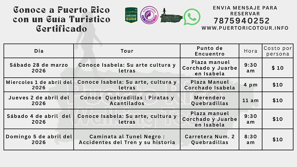 Excursiones en Español en Puerto Rico Durante Semana Santa Marzo 25 del 2026 hasta Abril 5 2026