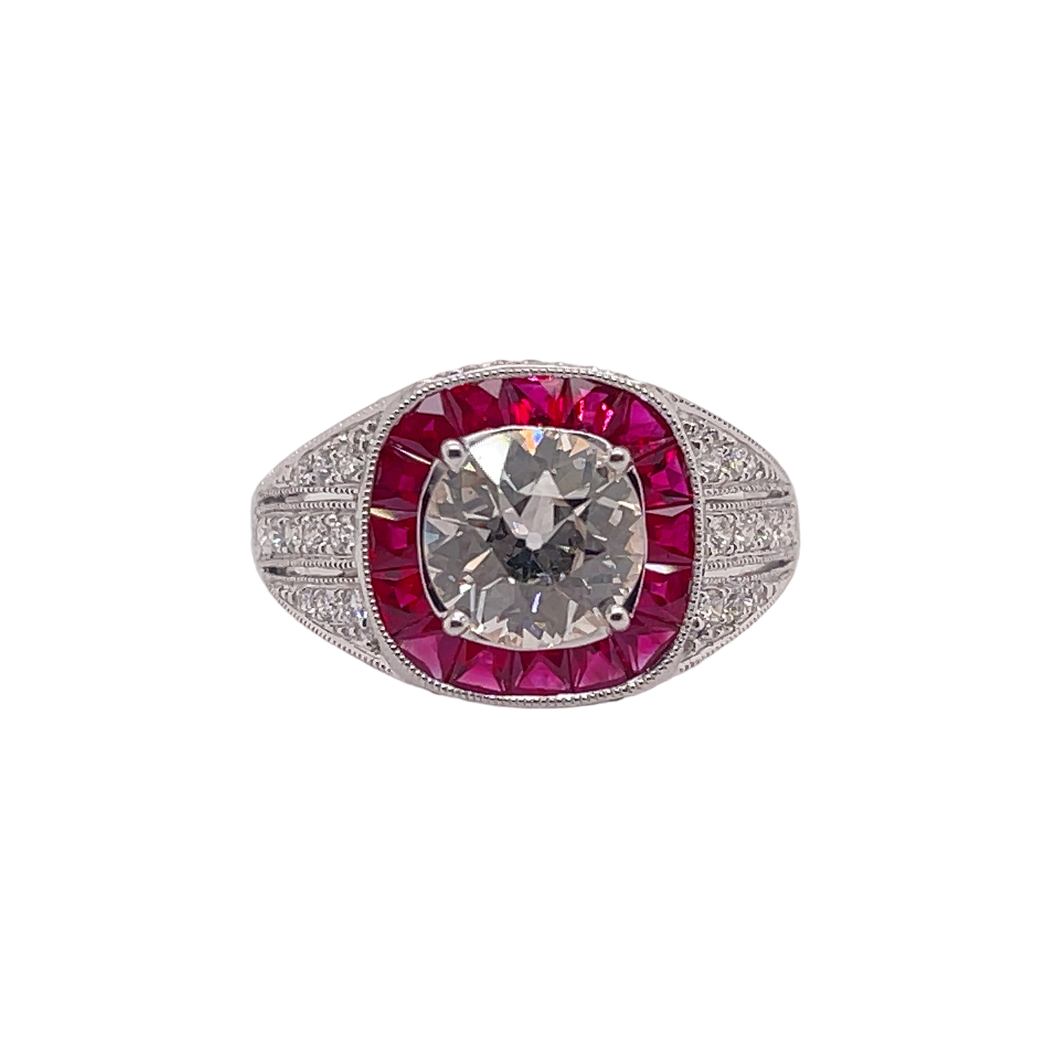 Platinum Ruby and Diamond Ring