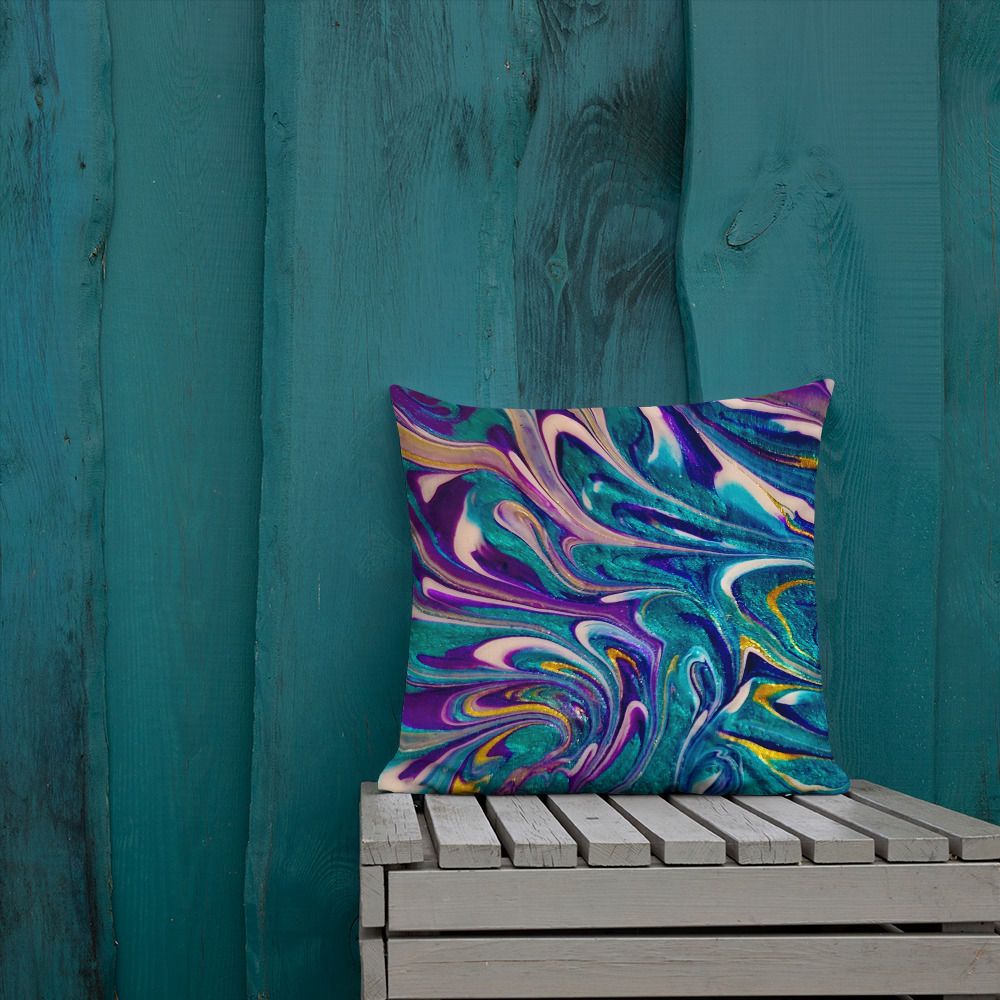 Stormy Peacock Heart Premium Pillow