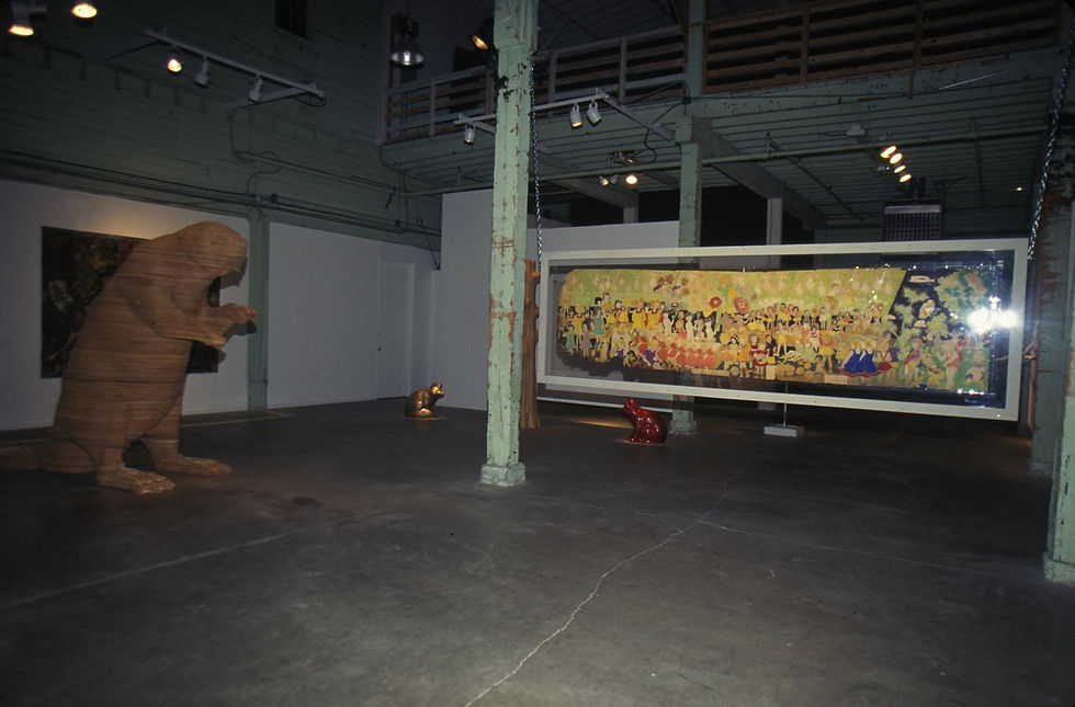 Installation view with Henry Darger