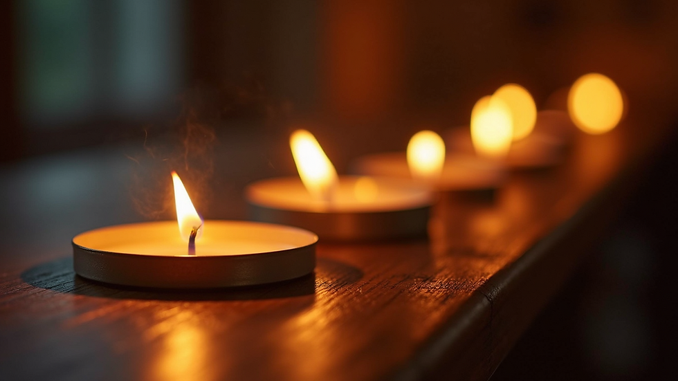 Close-up view of a lit candle on a wooden table