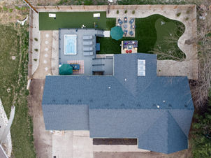drone shot of completed backyard makeover