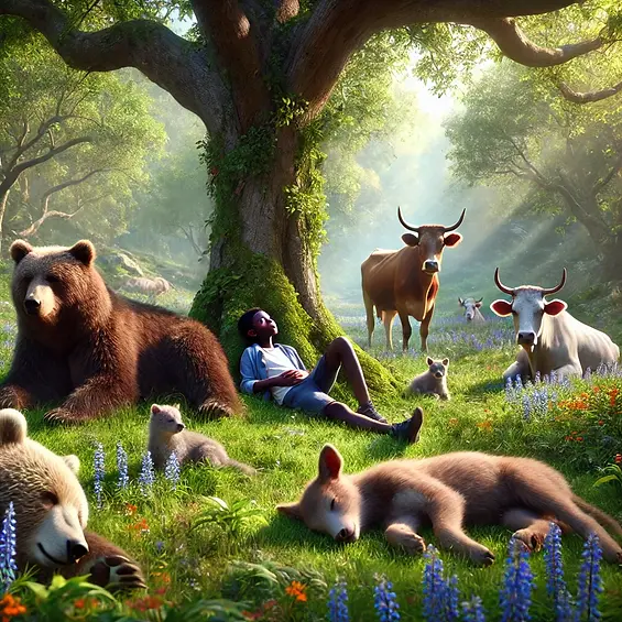 DALL·E 2024-12-15 10.50.40 - A hyper-realistic scene of a young black boy relaxing peacefu