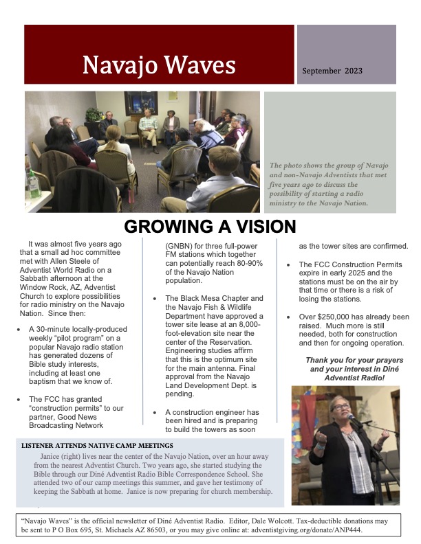 Navajo Waves 3rd Quarter 2023 newsletter cover
