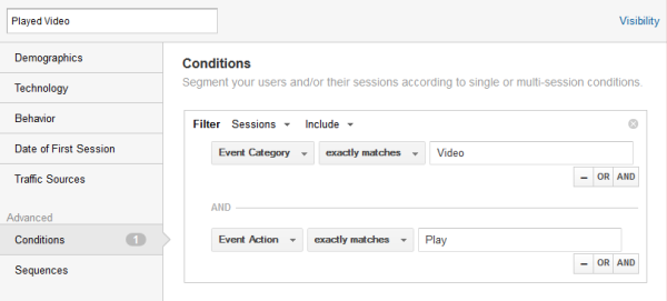 We can look at sessions that include visitors who watched a video.