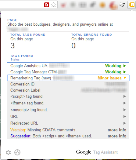 Google Tag Assistant Report