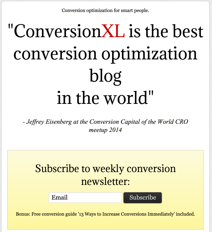 ConversionXL landing page