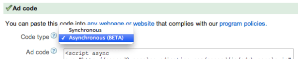 Google AdSense Asynchronous Ad Code Support