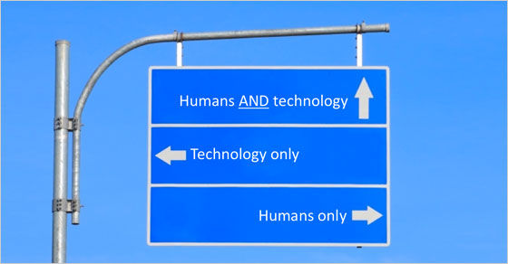 Humans vs. Technology sign