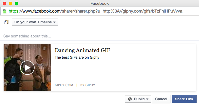 When trying to share an Animated GIF on Facebook, things can get ugly.
