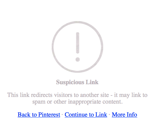 Pinterest suspicious link warning when using shortened URL