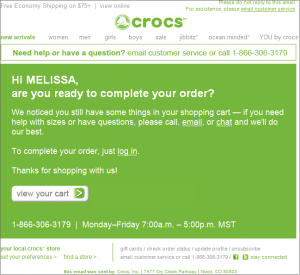 Crocs Abandoned Shopping Cart