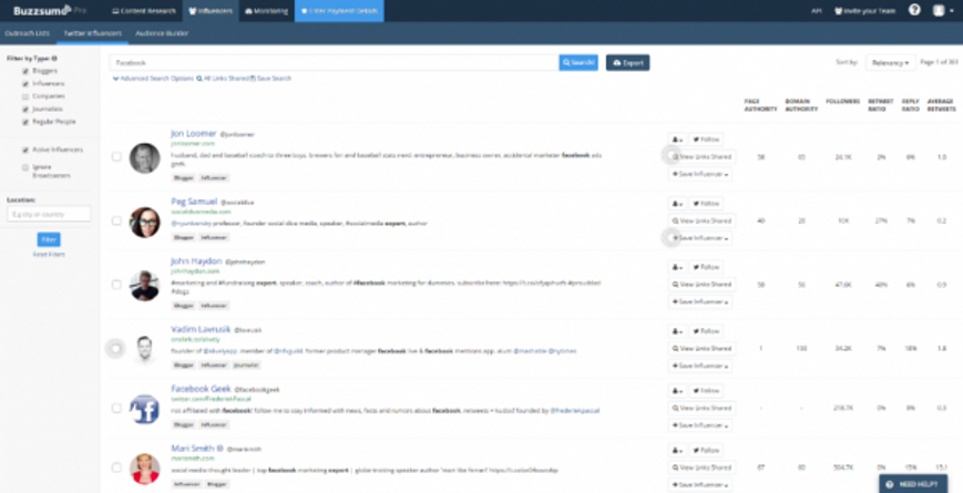 BuzzSumo-Influencers-tab