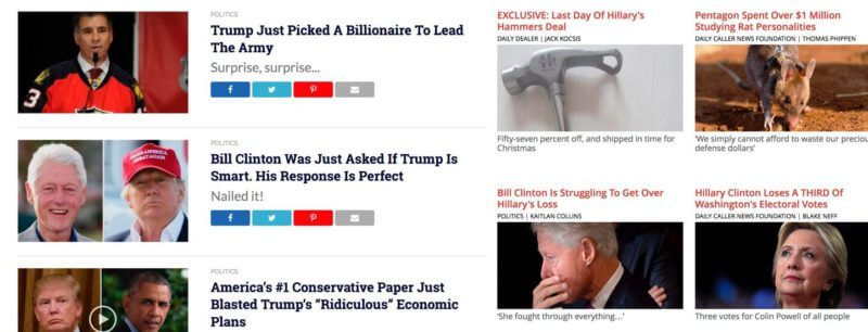 Pictured above: Occupy Democrats (left) and The Daily Caller (right)