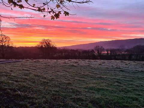 Winter sunrise at the farm