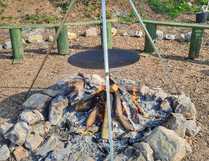 Firepit with hanging firebowl