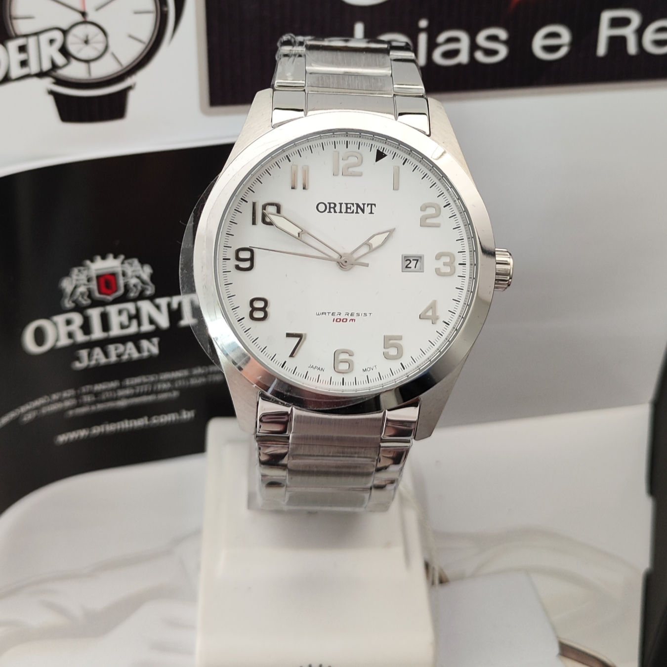 Relogio Masculino ORIENT, Analógico, Aço Inoxidável, Mostrador Branco.